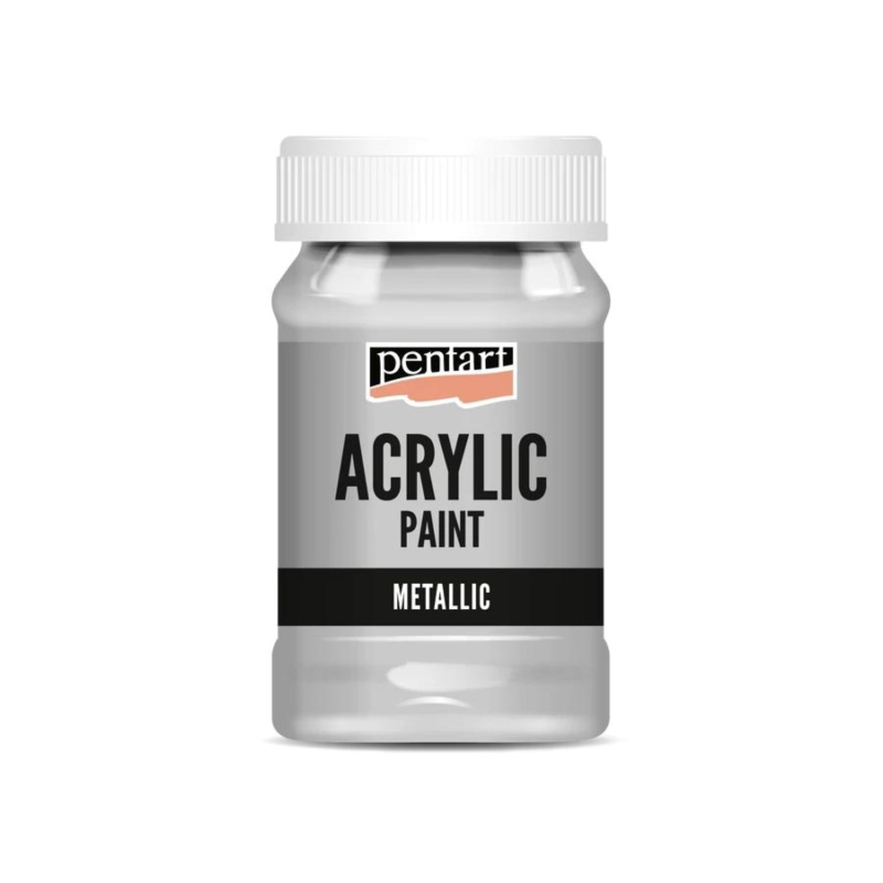 Akrylová barva 100 ml, metalická stříbrná