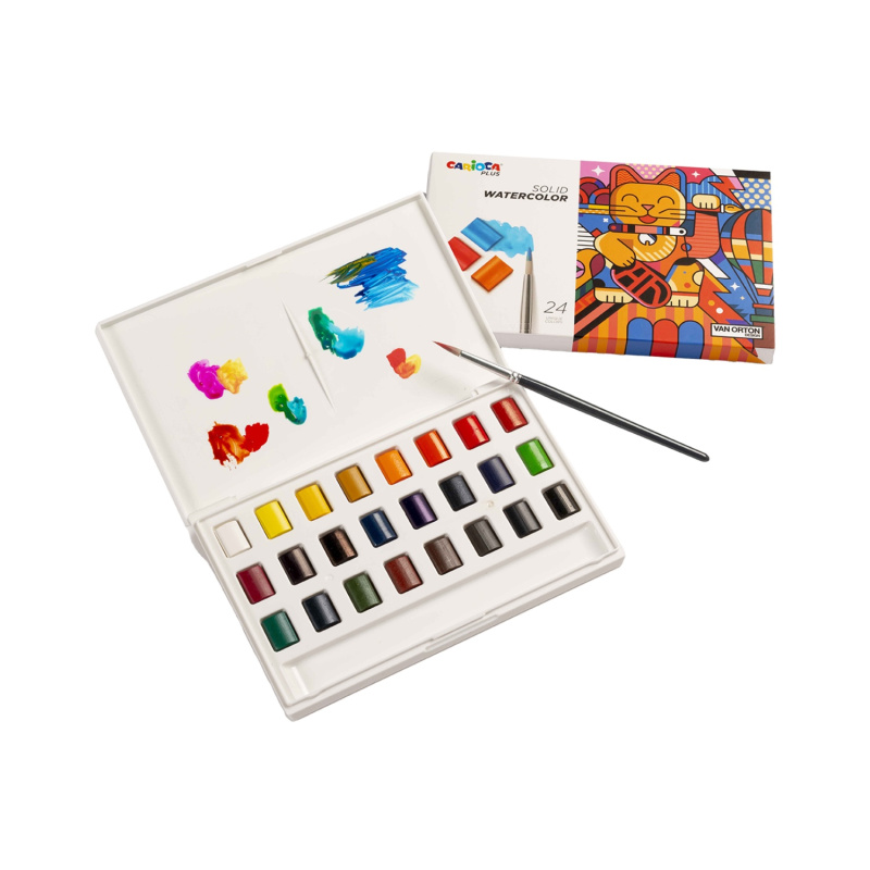 Akvarelové barvy Solid CARIOCA plus, pouzdro, 24 ks