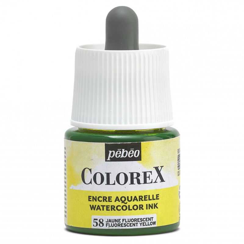 Akvarelový inkoust COLOREX, fluorescenční žlutá 45 ml 