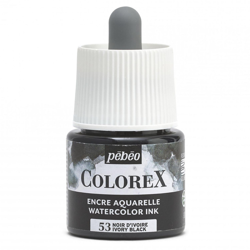 Akvarelový inkoust COLOREX, slonovinově černý 45 ml 