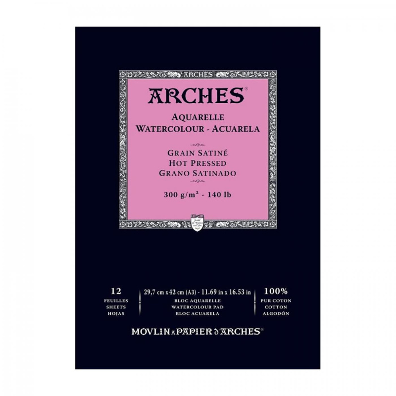 Arches skicák na akvarel HP, 29,7 x 42 cm, 300 g, 12 listů