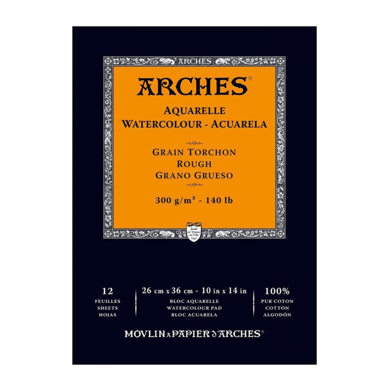 Arches skicák na akvarel, rough, 26 x 36 cm, 300 g, 12 listů