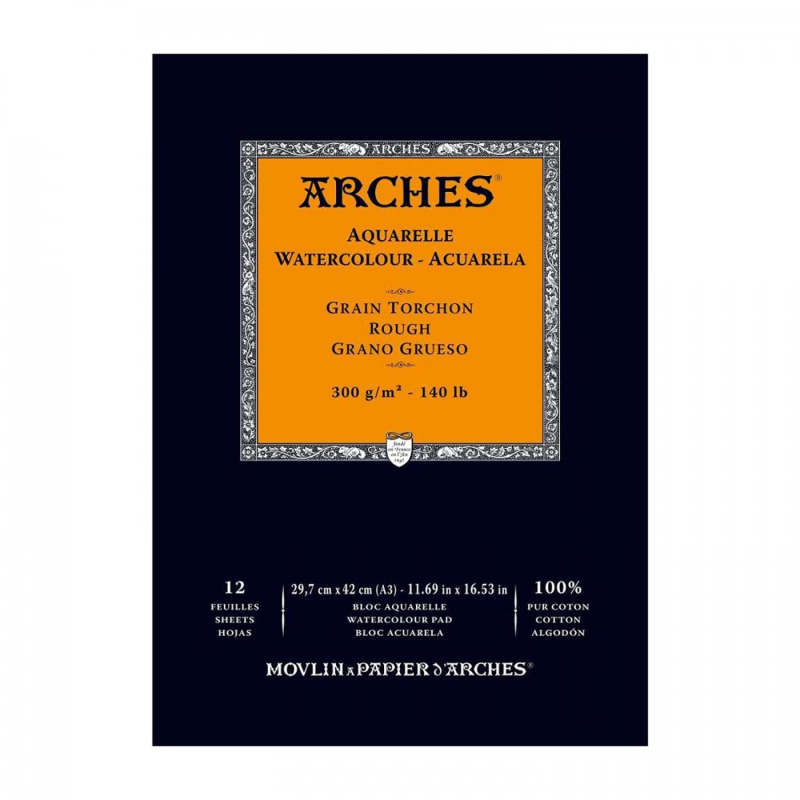 Arches skicák na akvarel, rough, 29,7 x 42 cm, 300 g, 12 listů