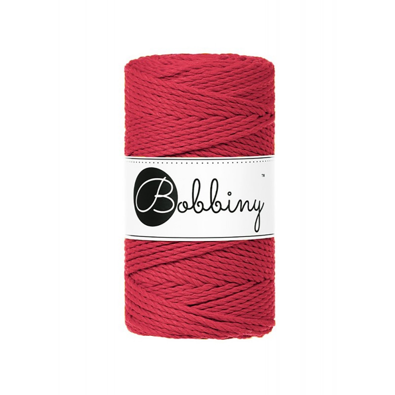 Bobbiny, Macramé 3 x točená šňůra, 3 mm, 100 m, Classic Red