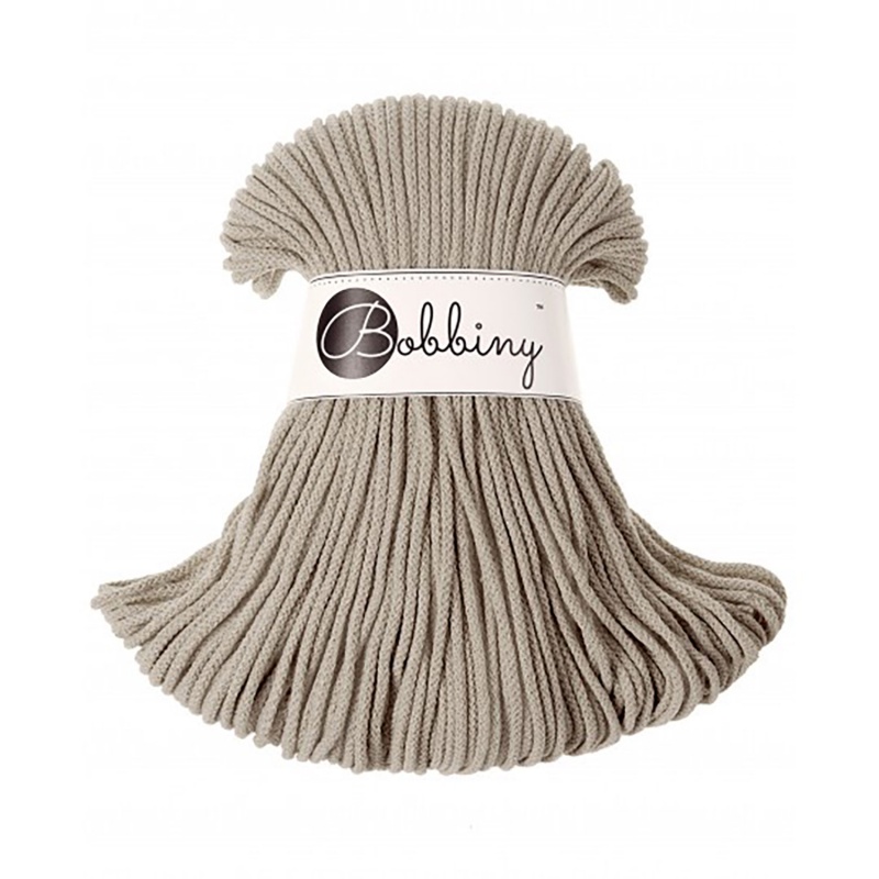 Bobbiny, Macramé pletená šňůra, 3 mm, 100 m, Beige