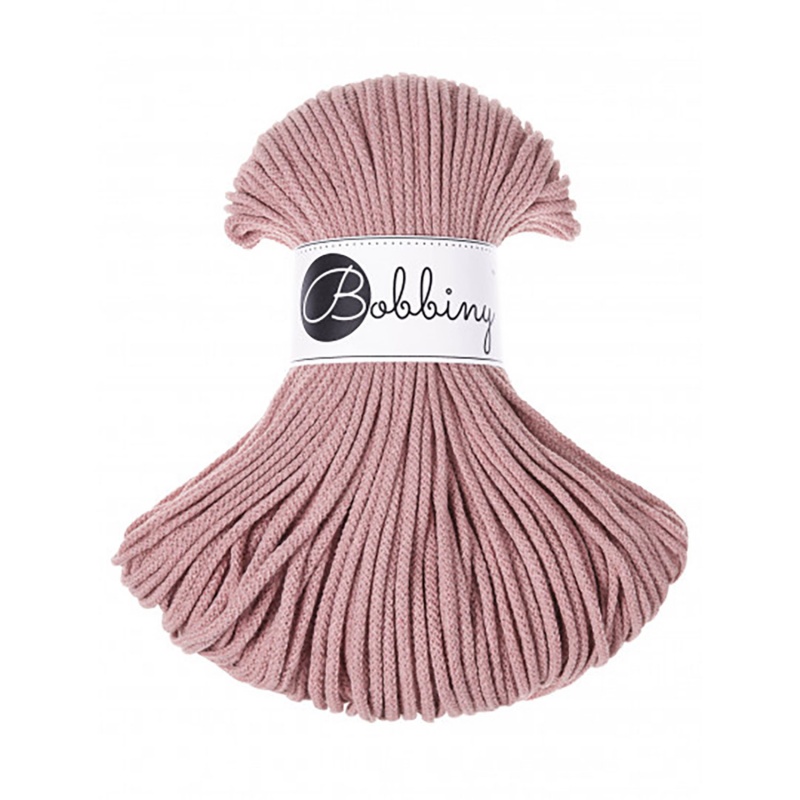 Bobbiny, Macramé pletená šňůra, 3 mm, 100 m, Blush