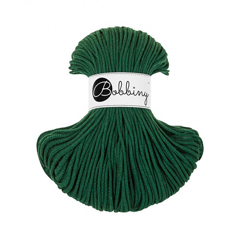 Bobbiny, Macramé pletená šňůra, 3 mm, 100 m, Pine Green