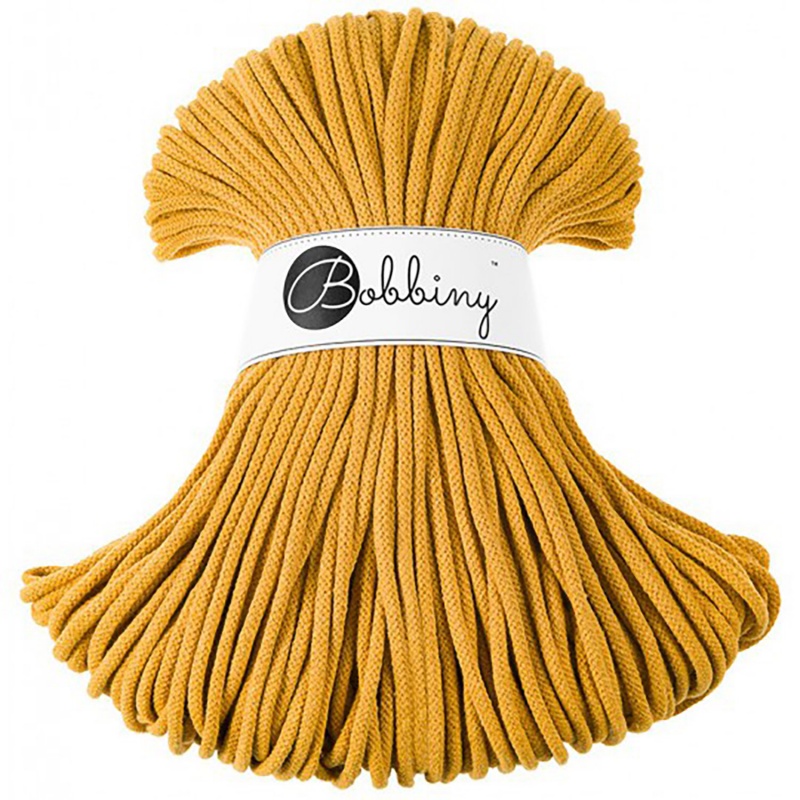 Bobbiny, Macramé pletená šňůra, 5 mm, 100 m, Mustard