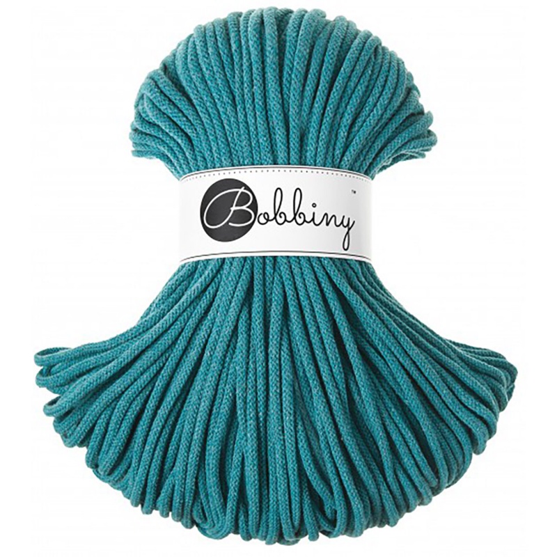 Bobbiny, Macramé pletená šňůra, 5 mm, 100 m, Teal