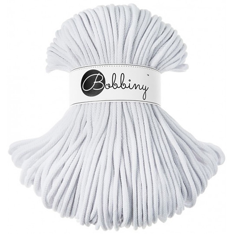 Bobbiny, Macramé pletená šňůra, 5 mm, 100 m, White