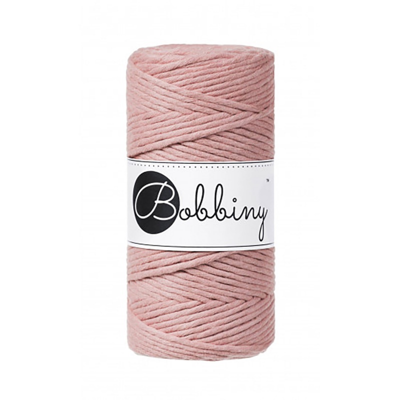 Bobbiny, Macramé točená šňůra, 3 mm, 100 m, Blush