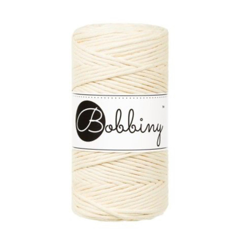 Bobbiny, kroucená šňůra Macramé, 3 mm, 100 m, máslová žlutá