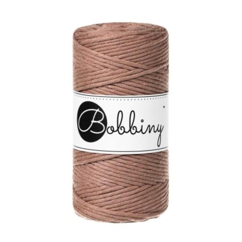 Bobbiny, kroucená šňůra Macramé, 3 mm, 100 m, Mocha Mousse 