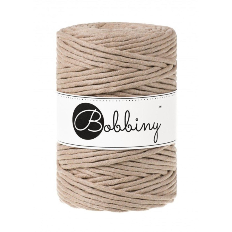 Bobbiny, kroucená šňůra Macramé, 5 mm, 100 m, písková