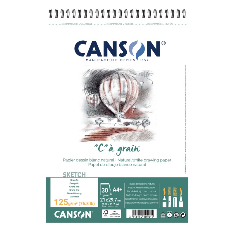 CANSON Skicák C a GRAIN, A4, 125 g, 30 listů