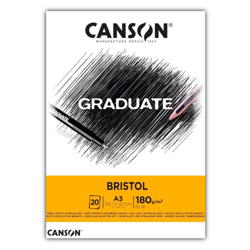 CANSON Skicák Graduate Bristol, A3, 180 g, 20 listů 