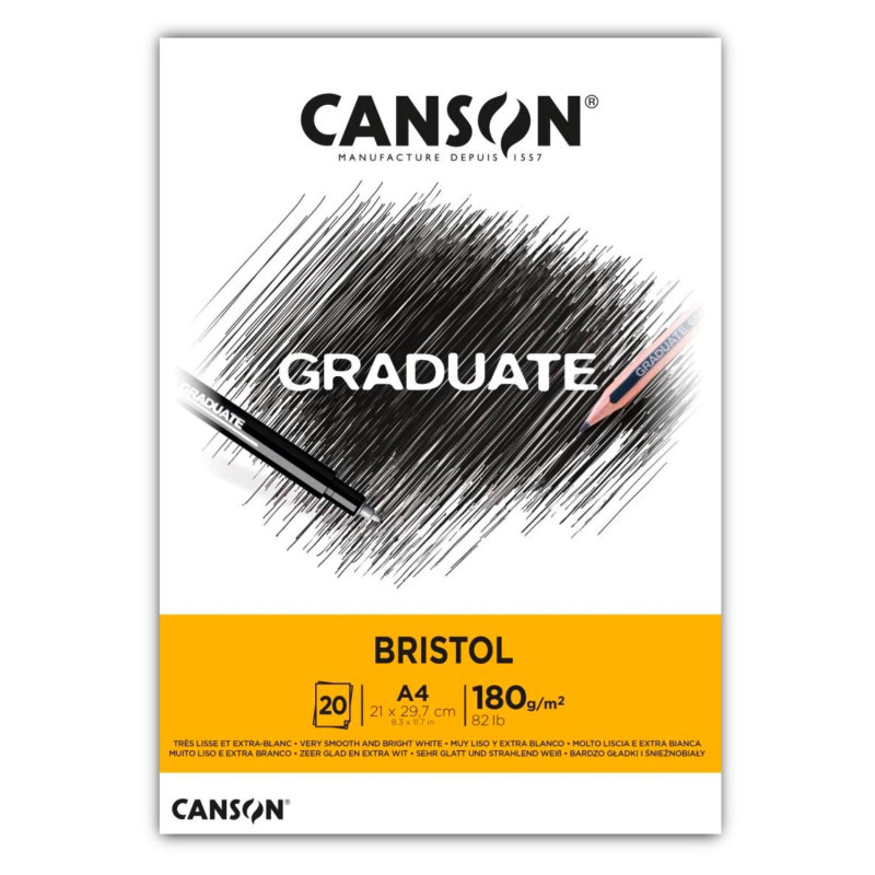 CANSON Skicák Graduate Bristol, A4, 180 g, 20 listů 