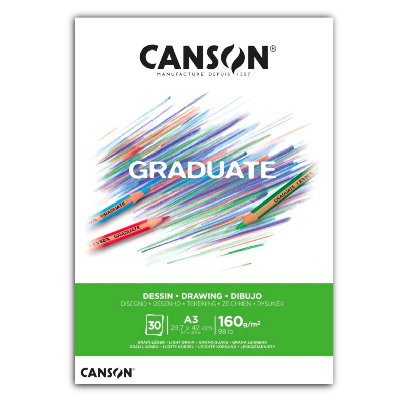 CANSON Skicák Graduate Drawing, A3, 160 g, 30 listů 