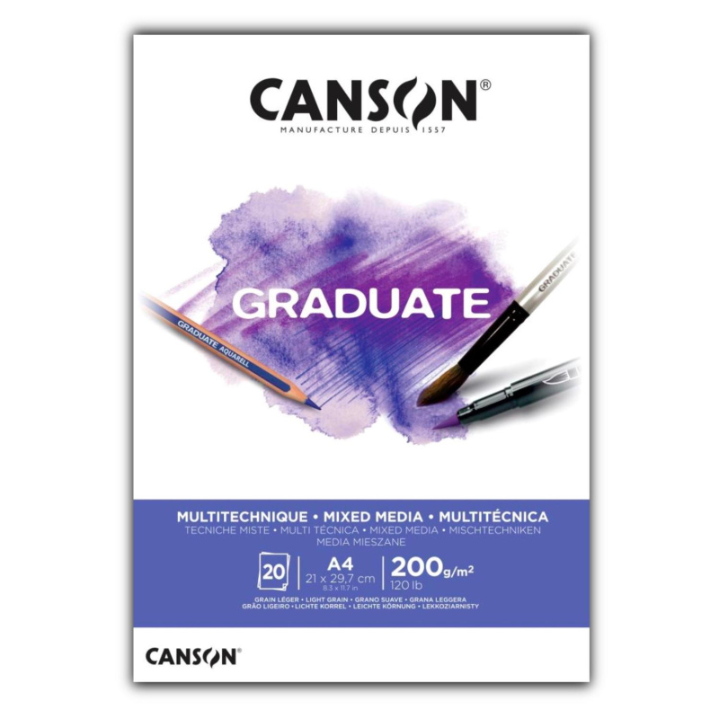 CANSON Skicák Graduate Mixed Media white A4, 200 g, 20 listů 