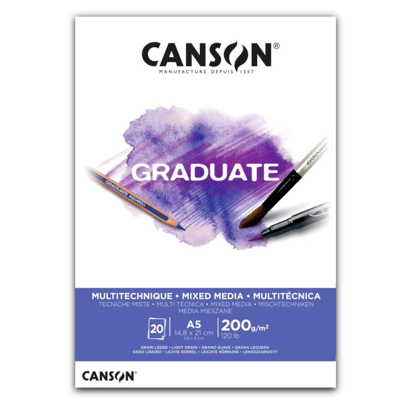 CANSON Skicák Graduate Mixed Media white A5, 200 g, 20 listů 