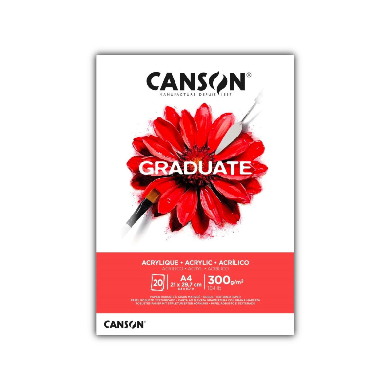 CANSON Skicák Graduate na akryl, A4, 300 g, 20 listů  