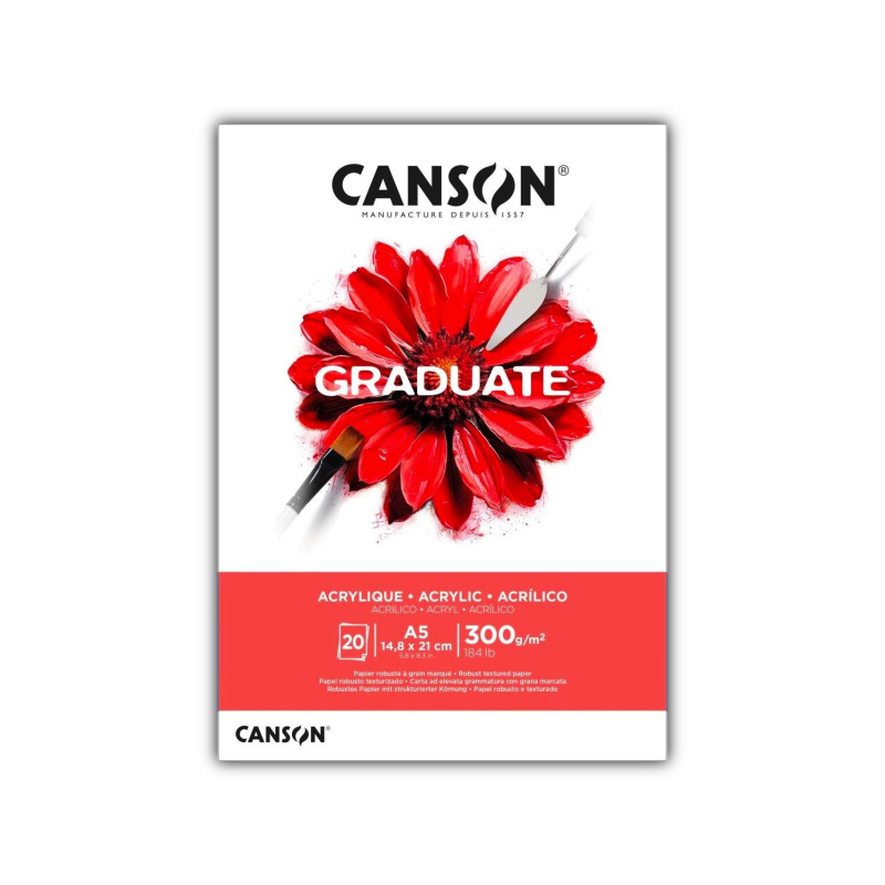 CANSON Skicák Graduate na akryl, A5, 300 g, 20 listů  