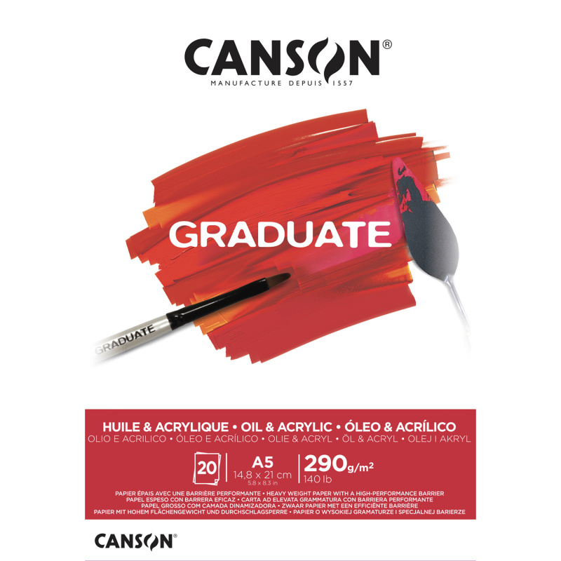 CANSON Skicák Graduate pro olej a akryl, A4, 290 g, 20 listů