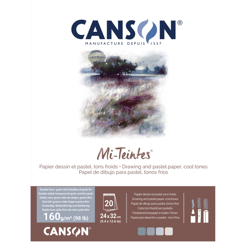 CANSON Skicák Mi-Teintes, odstíny grey/blue, 24 x 32 cm, 160 g, 20 listů
