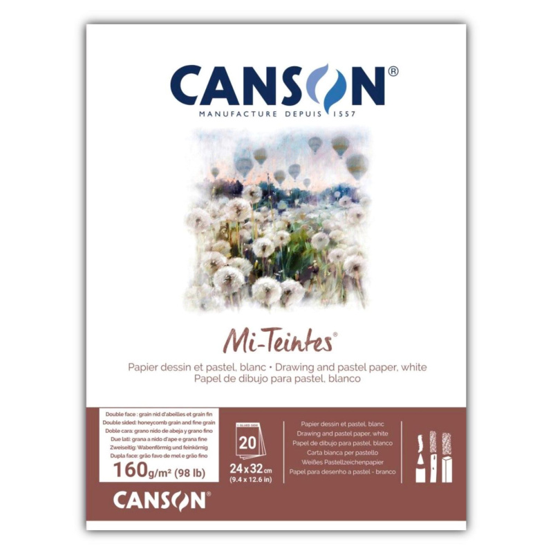 CANSON Skicák Mi-Teintes white tones, 24 x 32 cm, 160 g, 20 listů