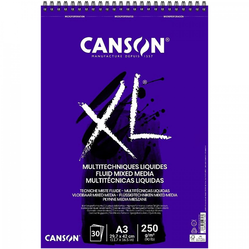 CANSON XL Fluid Mixed Media, A3, 250 g, 30 listů