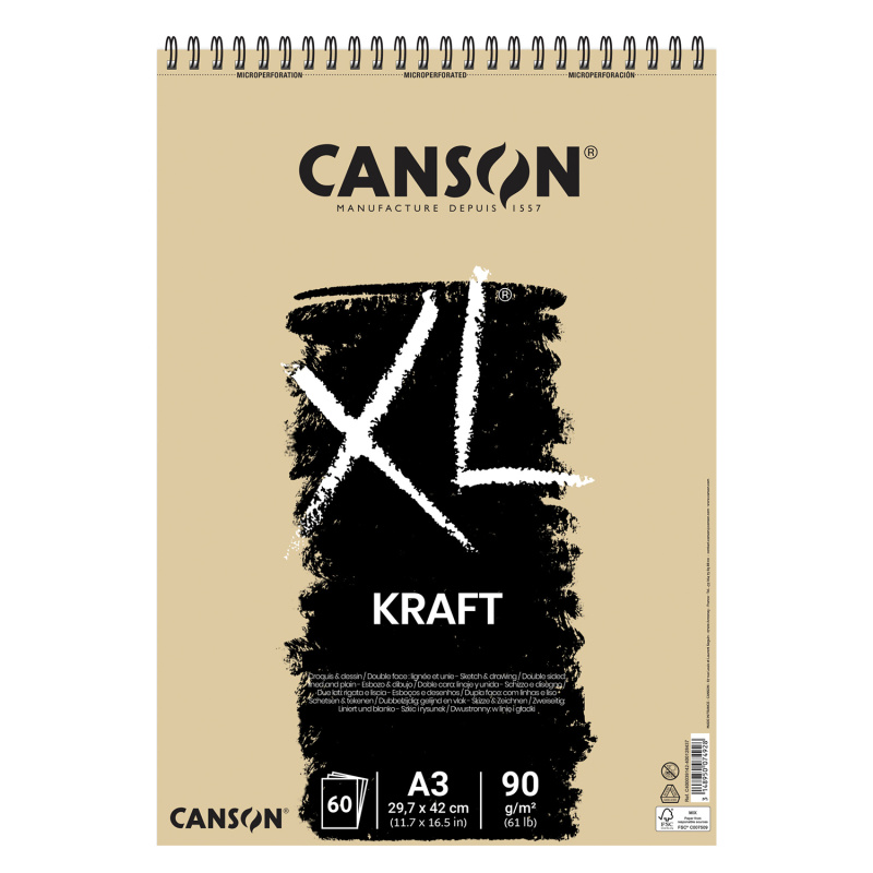 CANSON XL Kraft, A3, 90g, 60 listů