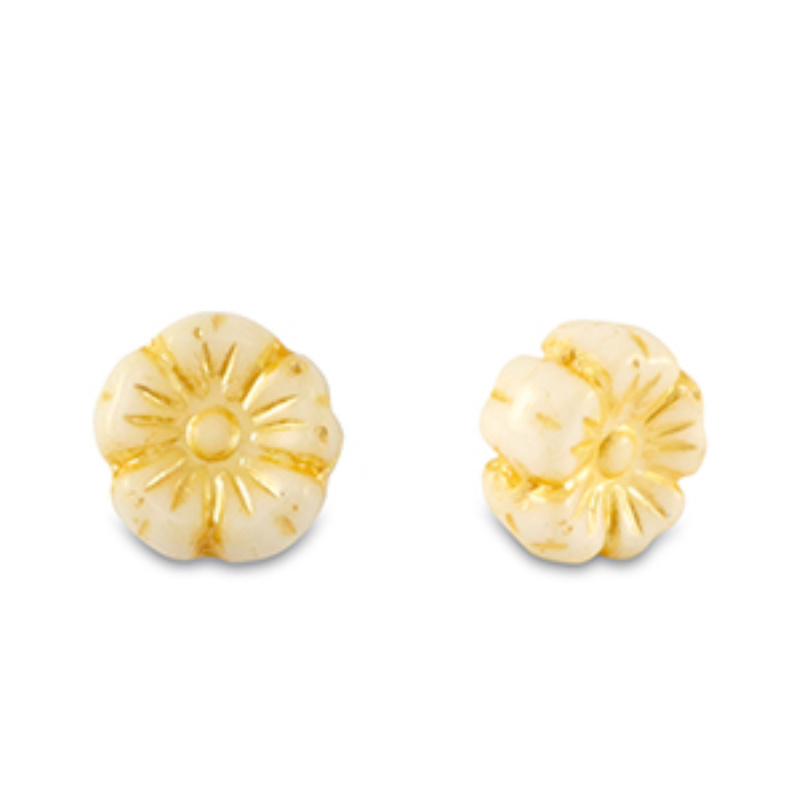 České korálky, květina, 7 mm, žlutá