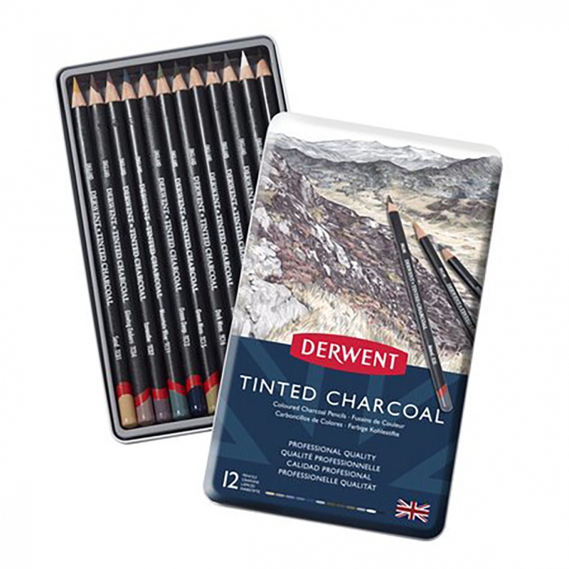 Derwent, Sada pastelek TINDED CHARCOAL, 12 ks