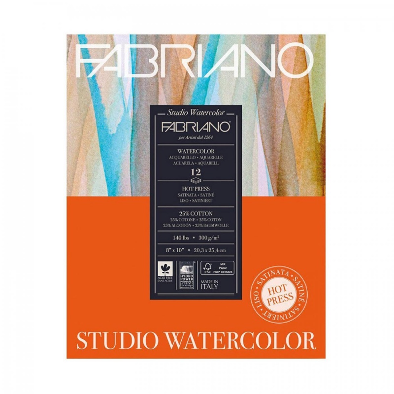 Fabriano Studio Hot Press, akvarelový blok, A4, 300 g