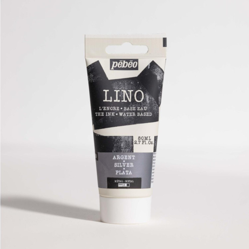 Linorytová barva PEBEO LINOCUT - stříbrná, 80 ml 