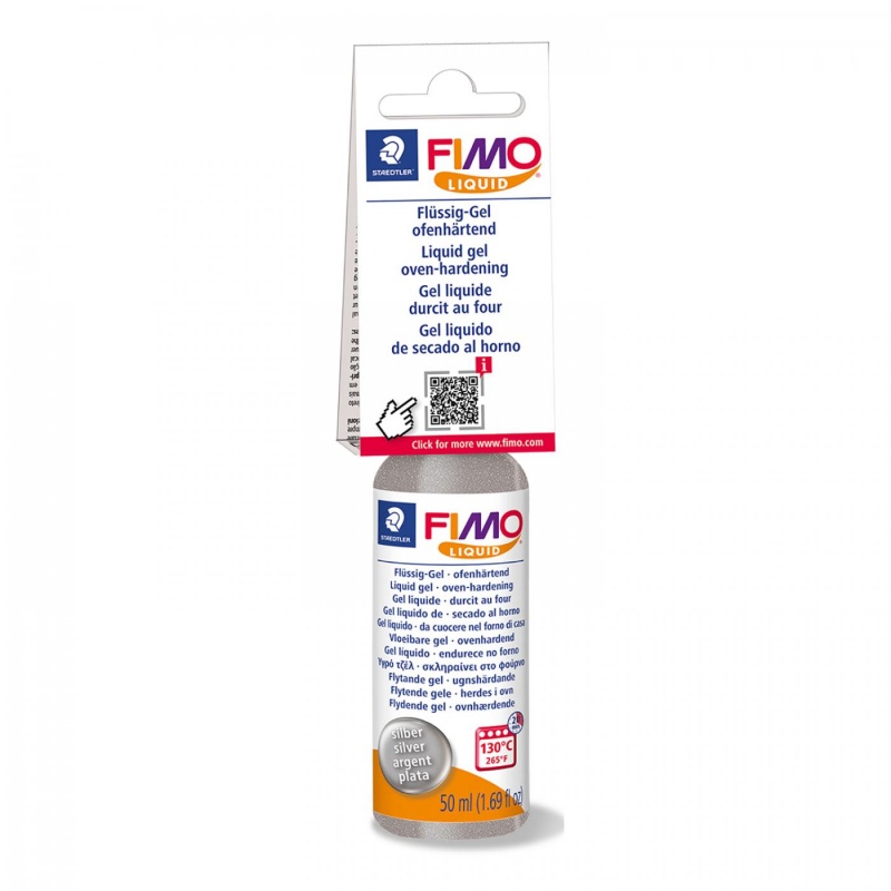 FIMO Liquid Deco Gel 50 ml, tekutý polymer, stříbrný
