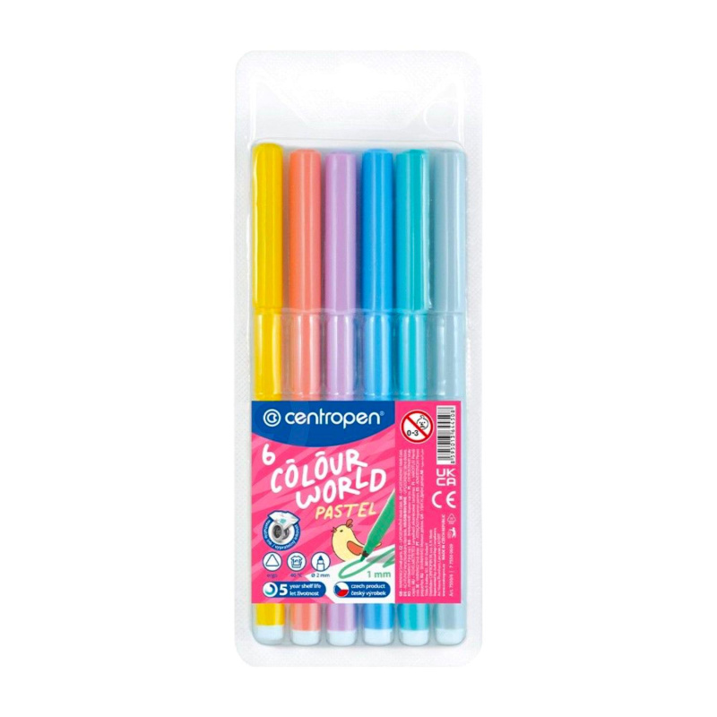 Fixy pro děti CENTROPEN, Colour World Pastel sada 6 ks