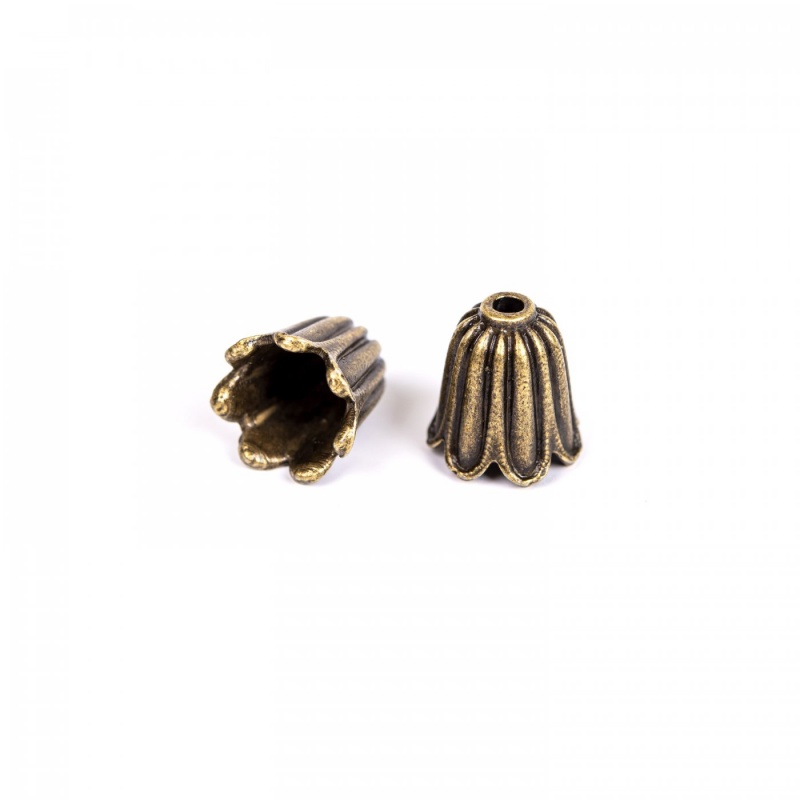 Kaplík květinka 10 mm starobronz, 10 ks