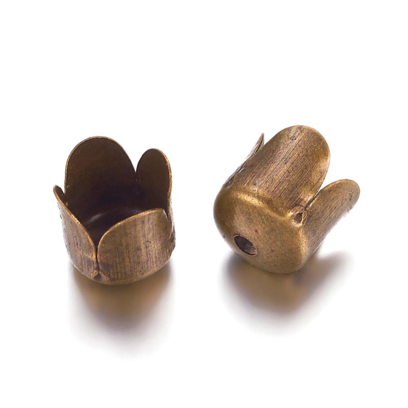 Koncovka kulatá 6,5 x 8 mm, starobronz, 10 ks