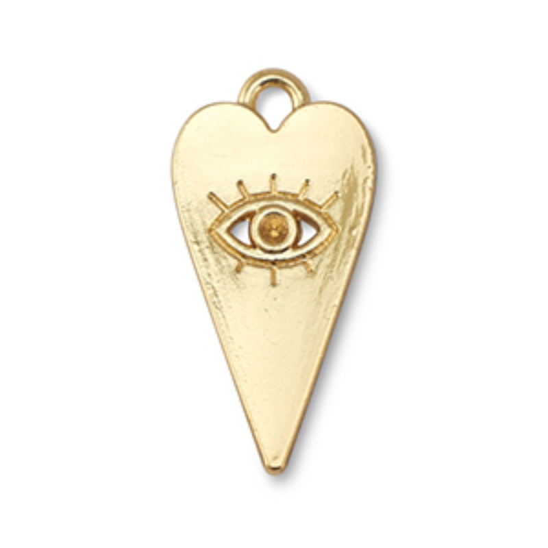 Kovový přívěsek, 22,5 x 11,5 mm, heart Eye of Providence zlatá