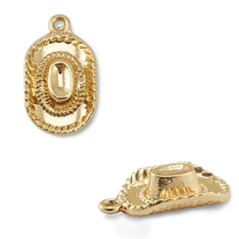 Kovový přívěsek, cowboyský klobouk zlatý