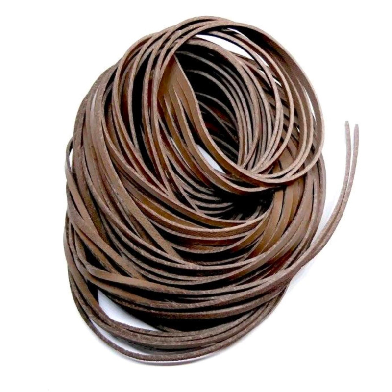 Kožený řemínek plochý, 2 mm, hnědý, 90 - 100 cm 