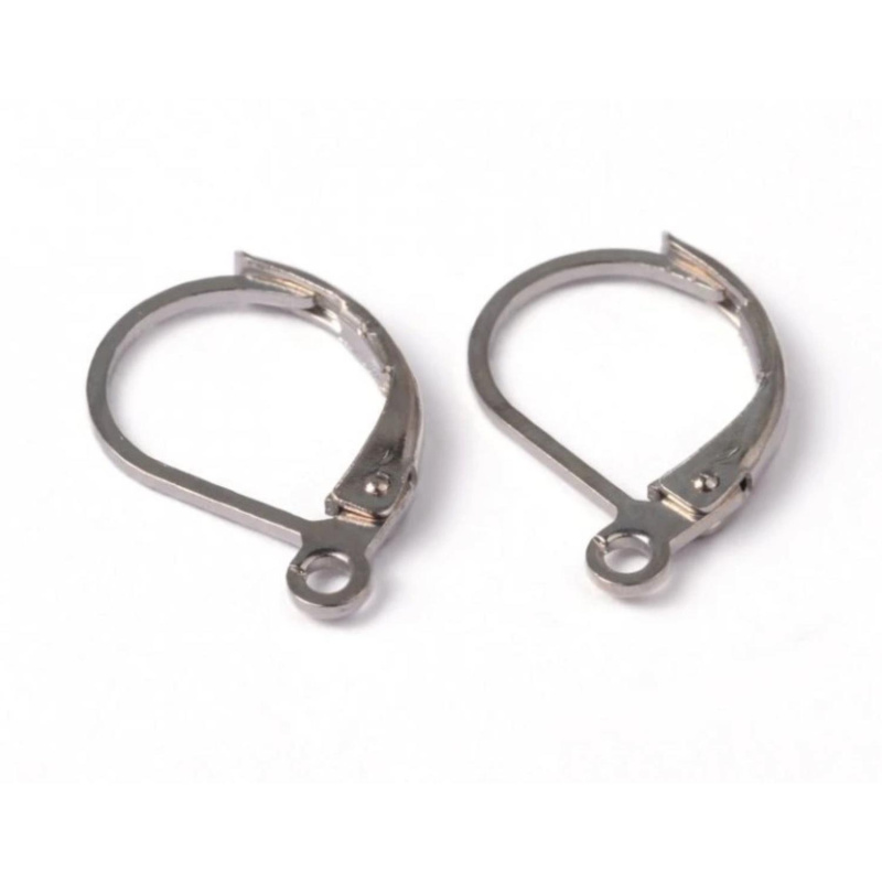 Náušnicové zapínání s očkem 15 x 10 mm, platina, 1 pár