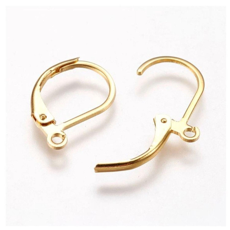 Náušnicové zapínání s očkem ocel 15 x 11 mm, zlaté, 1 pár