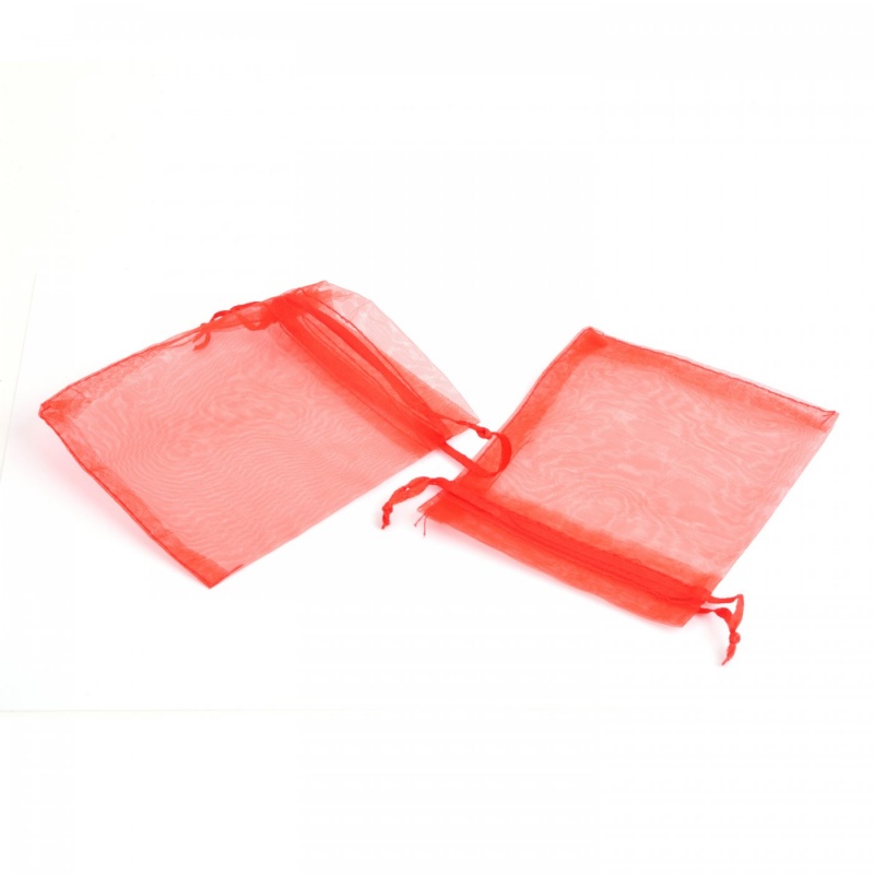 Organzový sáček, 10 x 12 cm, červená