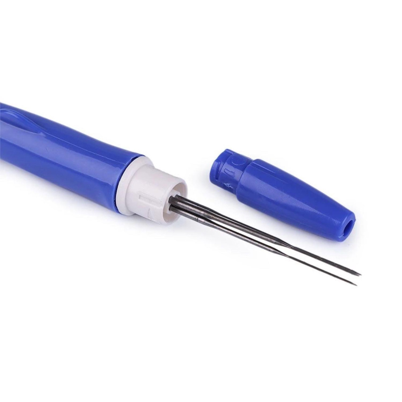 Pero na plstění se třemi jehlami, modré 