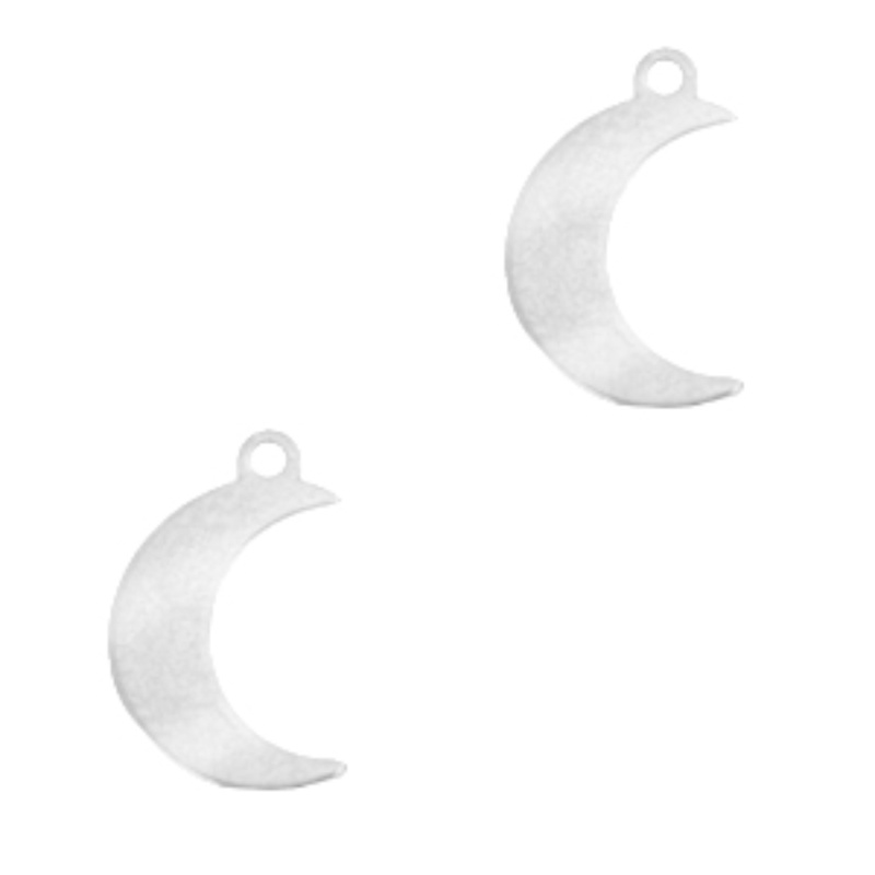 Přívěsek z nerezové oceli, 12 x 8 mm, měsíc stříbrný