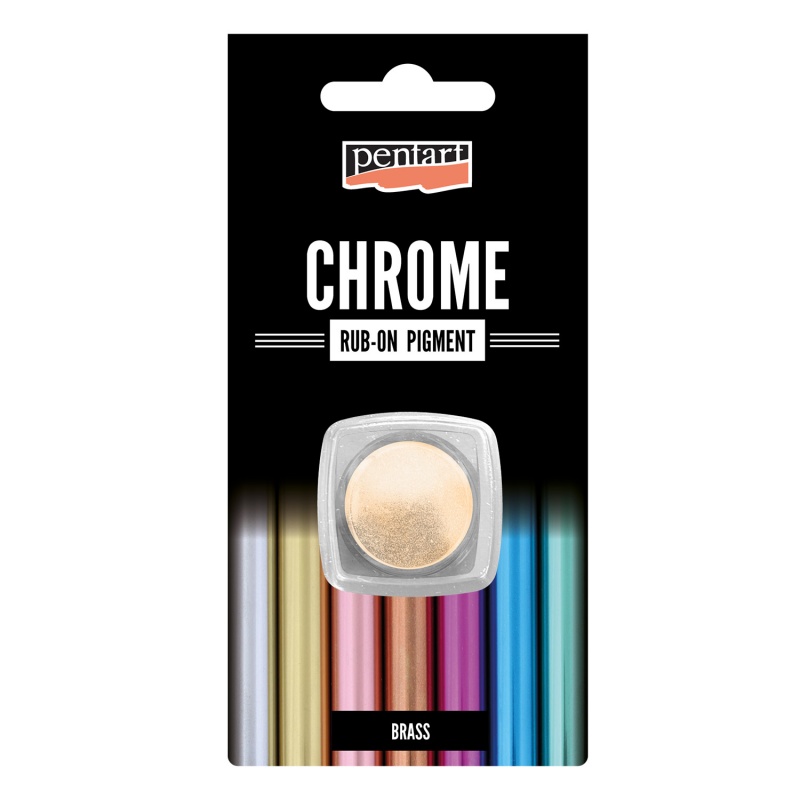 Rub-on pigmentový prášek, barevný-chromový efekt, 0,5 g, mosaz