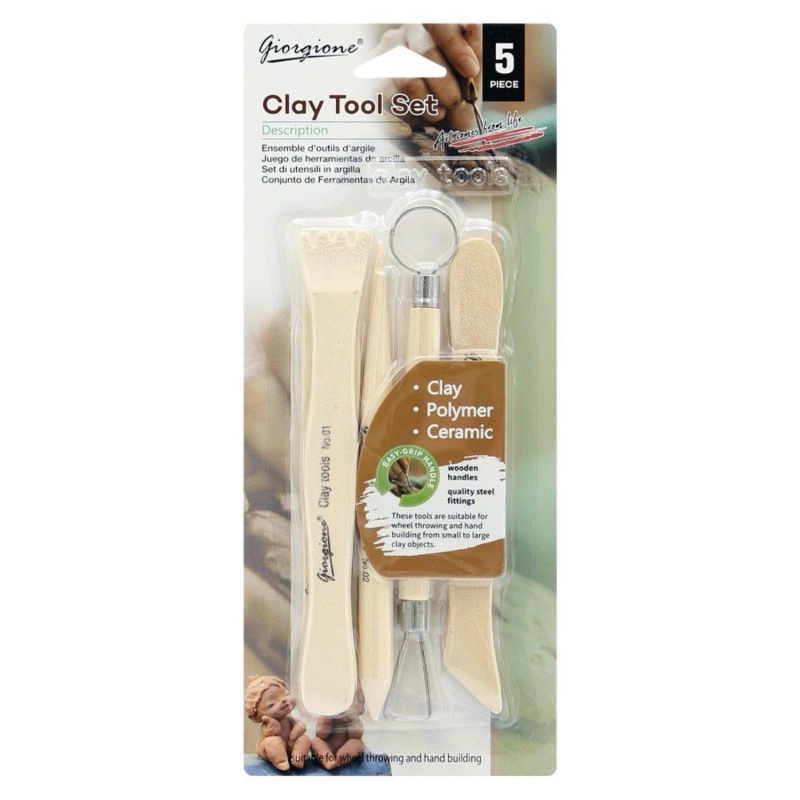 Sada dřevěných hliněných modelovacích nástrojů, 5 ks 