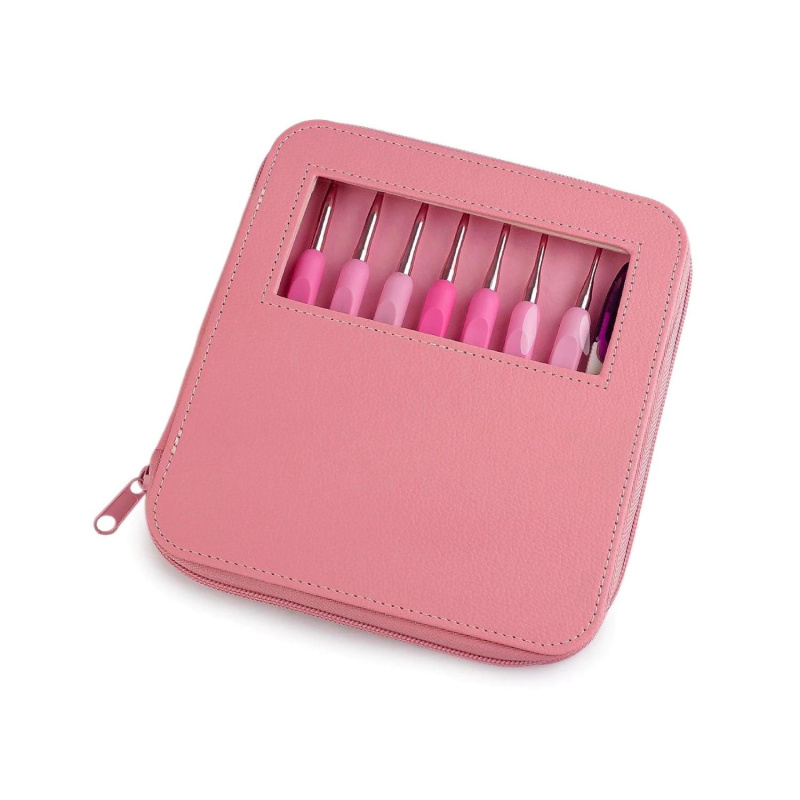 Sada háčků na háčkování v pouzdře Pink, 9 ks